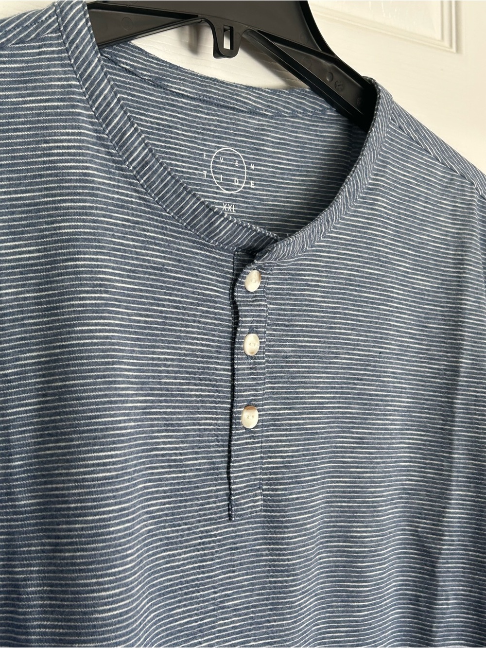 Men's  Even Tide Blue Striped Tee - Comfortable Short Sleeve 60% cotton 40% poly
